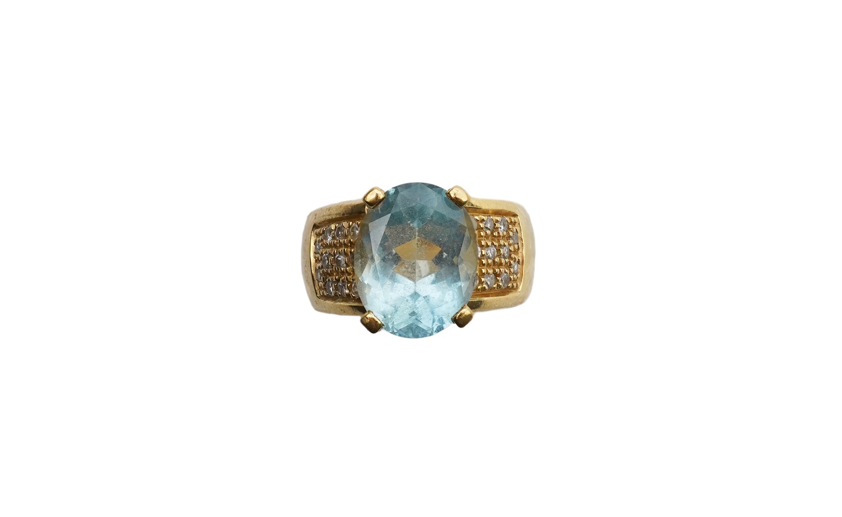 An aquamarine and diamond ring